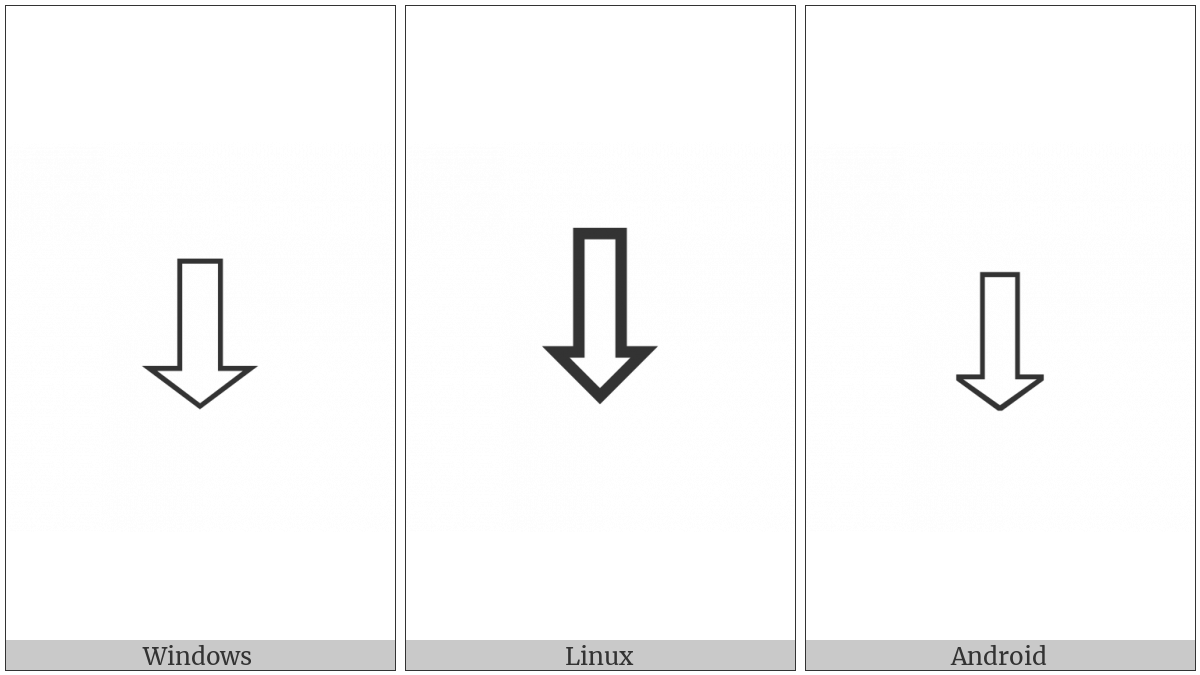 Downwards White Arrow on various operating systems