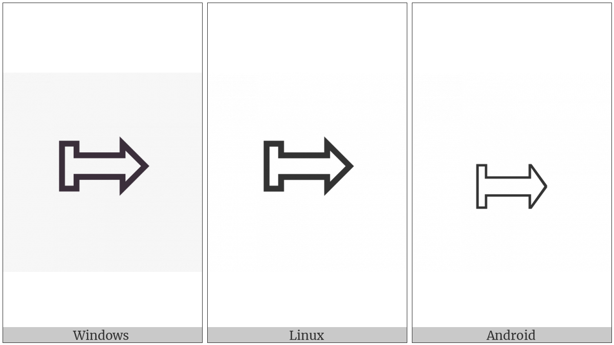 Rightwards White Arrow From Wall on various operating systems