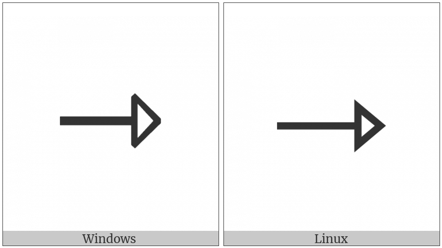 Rightwards Open-Headed Arrow on various operating systems