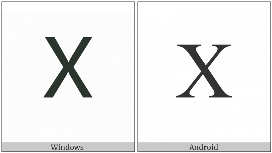 Latin Capital Letter X on various operating systems