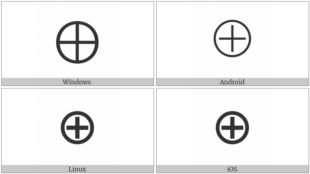 Circled Plus on various operating systems
