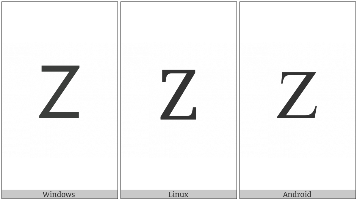 Latin Capital Letter Z on various operating systems