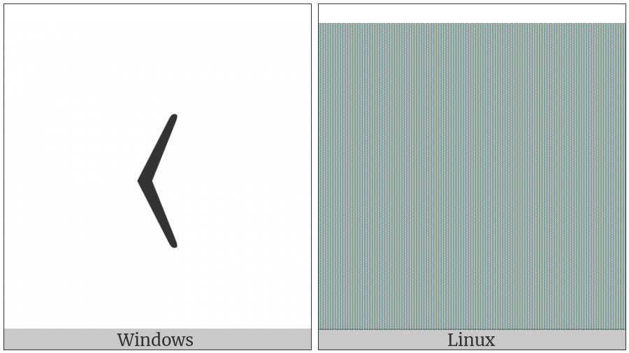 Left-Pointing Angle Bracket on various operating systems