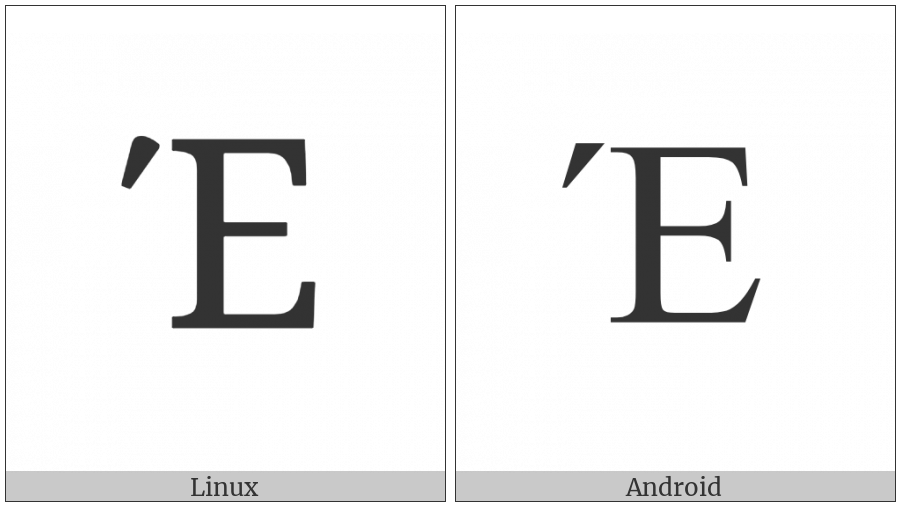 Greek Capital Letter Epsilon With Tonos on various operating systems