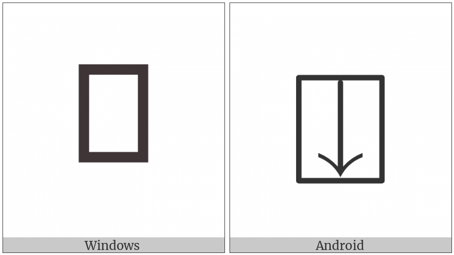 Apl Functional Symbol Quad Downwards Arrow on various operating systems