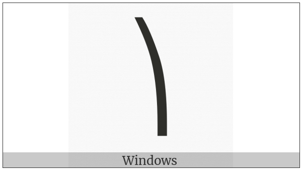 Right Parenthesis Upper Hook on various operating systems