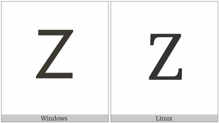 Greek Capital Letter Zeta on various operating systems