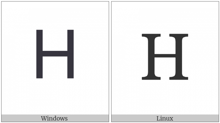 Greek Capital Letter Eta on various operating systems