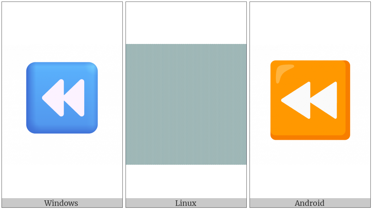 Black Left-Pointing Double Triangle on various operating systems