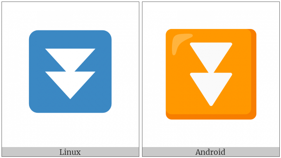 Black Down-Pointing Double Triangle on various operating systems