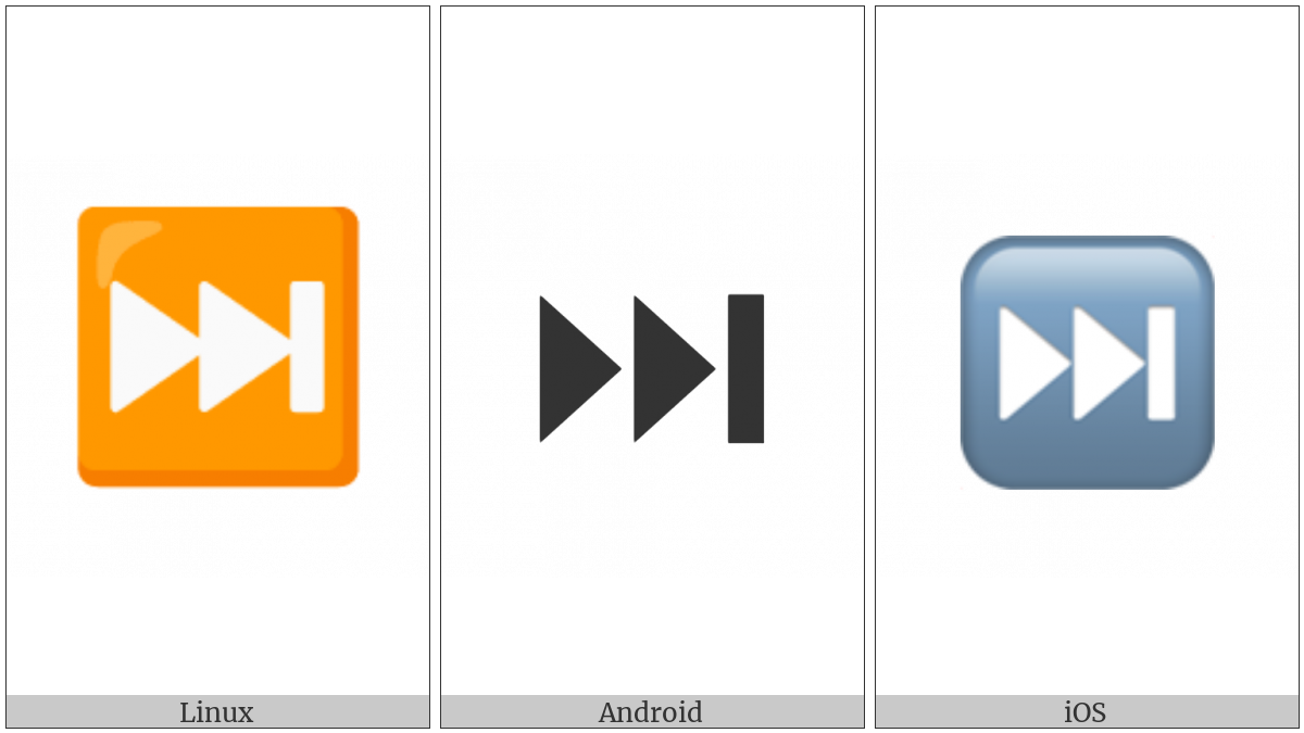 Black Right-Pointing Double Triangle With Vertical Bar on various operating systems