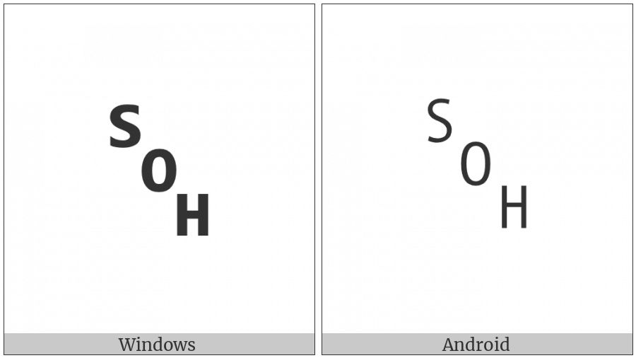 Symbol For Start Of Heading on various operating systems