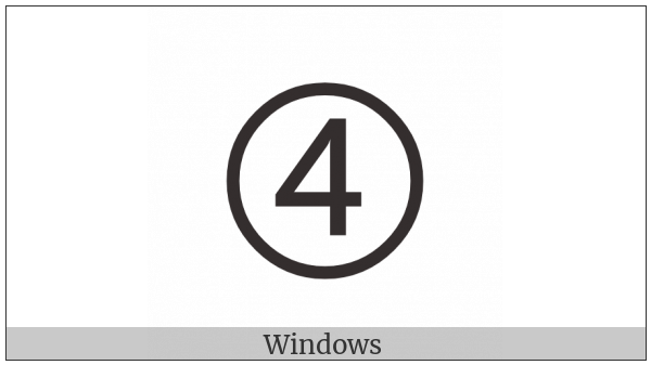 Circled Digit Four on various operating systems