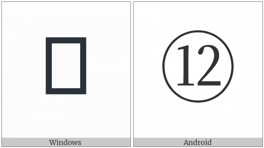 Circled Number Twelve on various operating systems