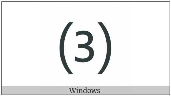 Parenthesized Digit Three on various operating systems