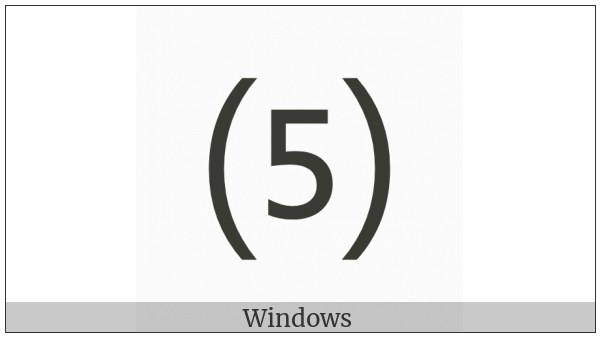 Parenthesized Digit Five on various operating systems