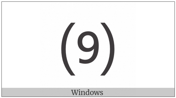 Parenthesized Digit Nine on various operating systems