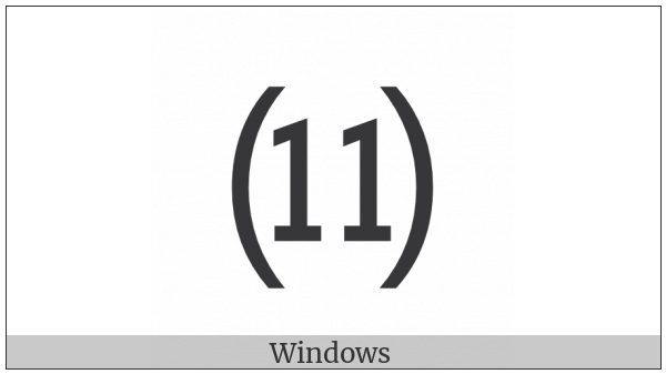 Parenthesized Number Eleven on various operating systems