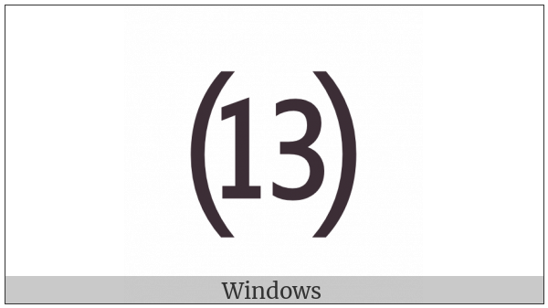 Parenthesized Number Thirteen on various operating systems