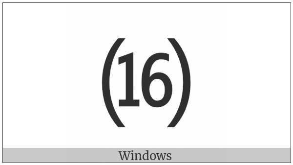 Parenthesized Number Sixteen on various operating systems