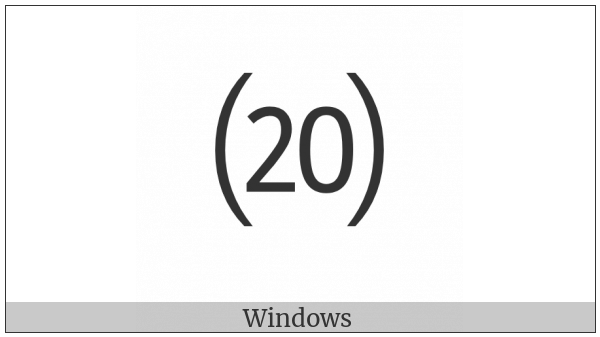Parenthesized Number Twenty on various operating systems