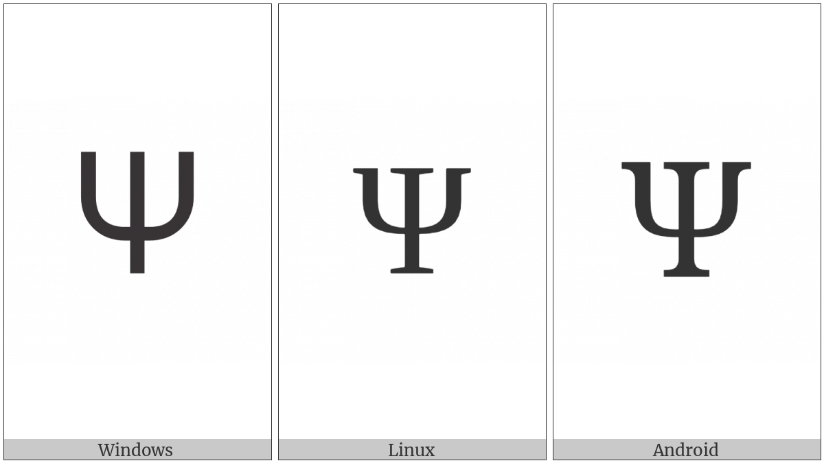 Greek Capital Letter Psi on various operating systems