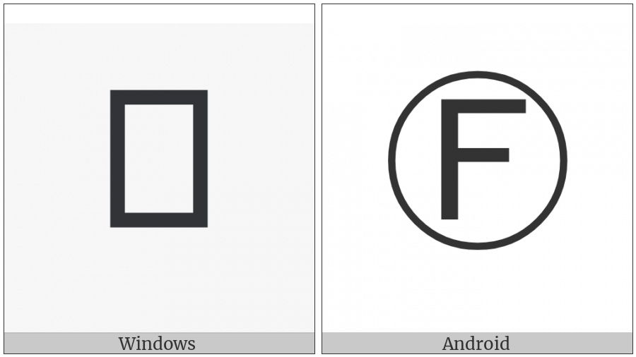 Circled Latin Capital Letter F on various operating systems