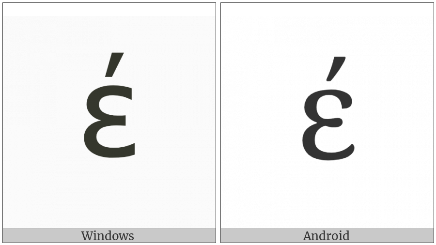 Greek Small Letter Epsilon With Tonos on various operating systems