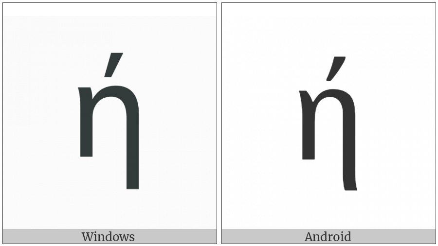 Greek Small Letter Eta With Tonos on various operating systems