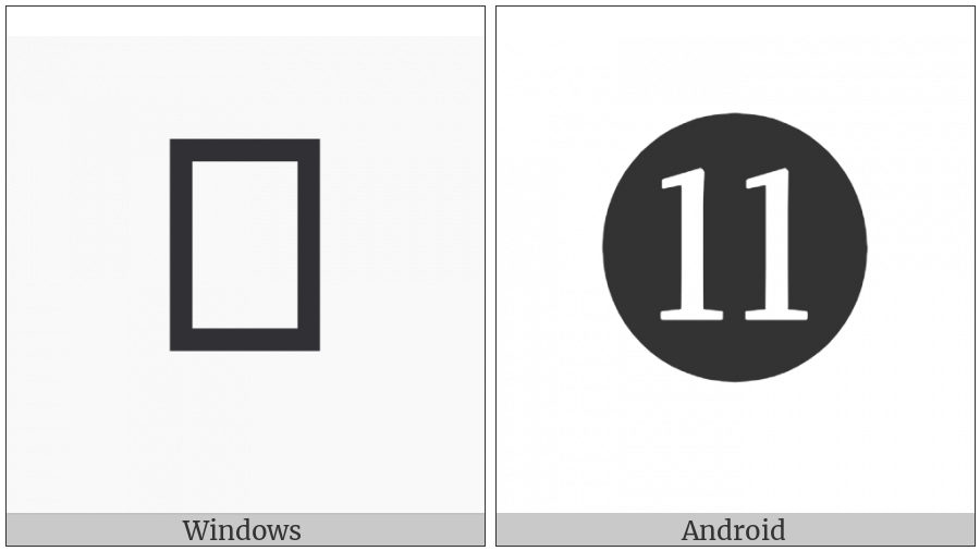 Negative Circled Number Eleven on various operating systems