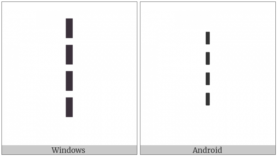 Box Drawings Light Quadruple Dash Vertical on various operating systems
