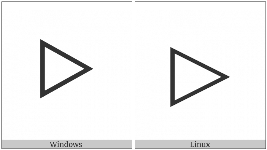 White Right-Pointing Triangle on various operating systems