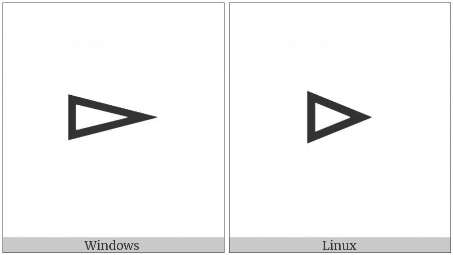 White Right-Pointing Pointer on various operating systems