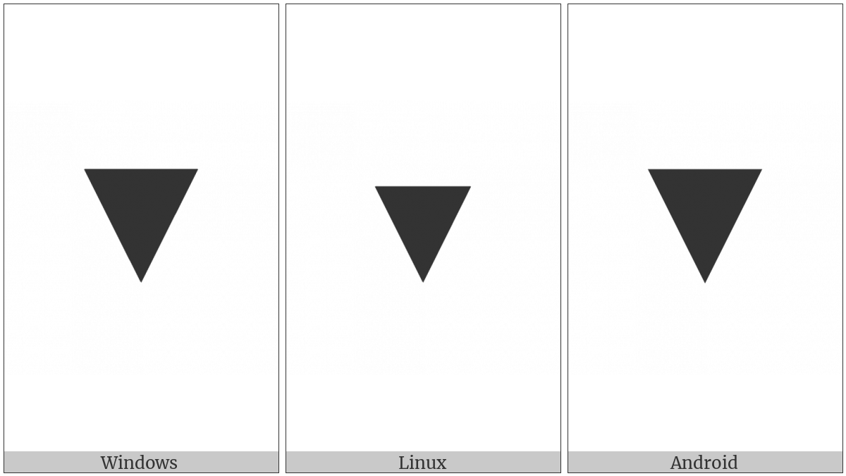 Black Down-Pointing Triangle on various operating systems