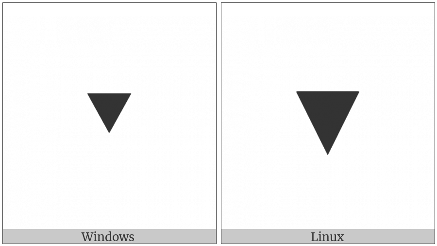 Black Down-Pointing Small Triangle on various operating systems