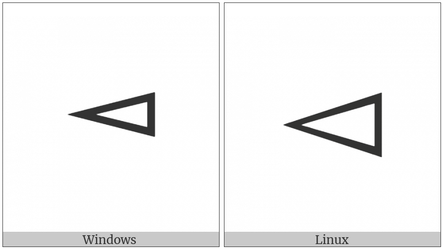White Left-Pointing Pointer on various operating systems