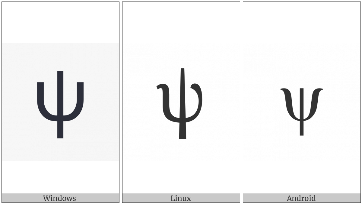 Greek Small Letter Psi on various operating systems