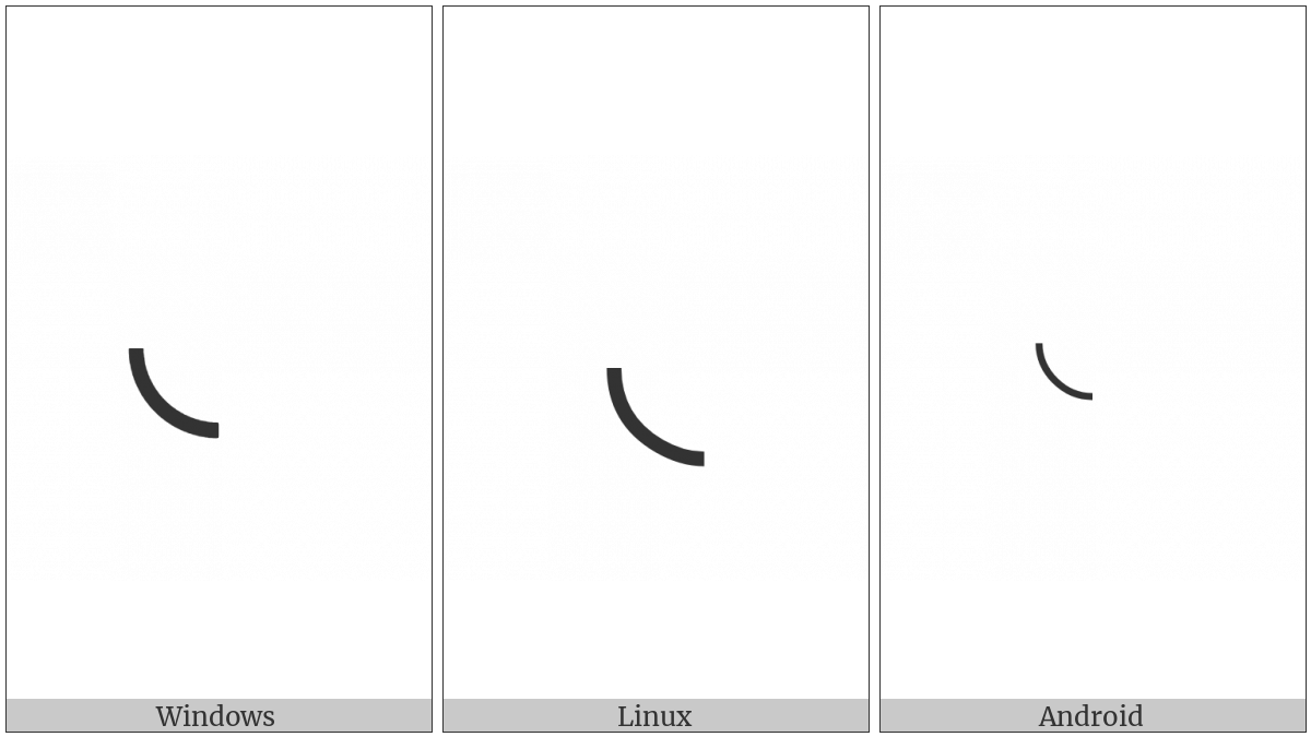 Lower Left Quadrant Circular Arc on various operating systems