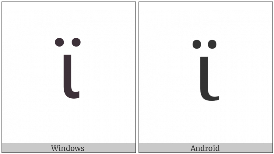 Greek Small Letter Iota With Dialytika on various operating systems