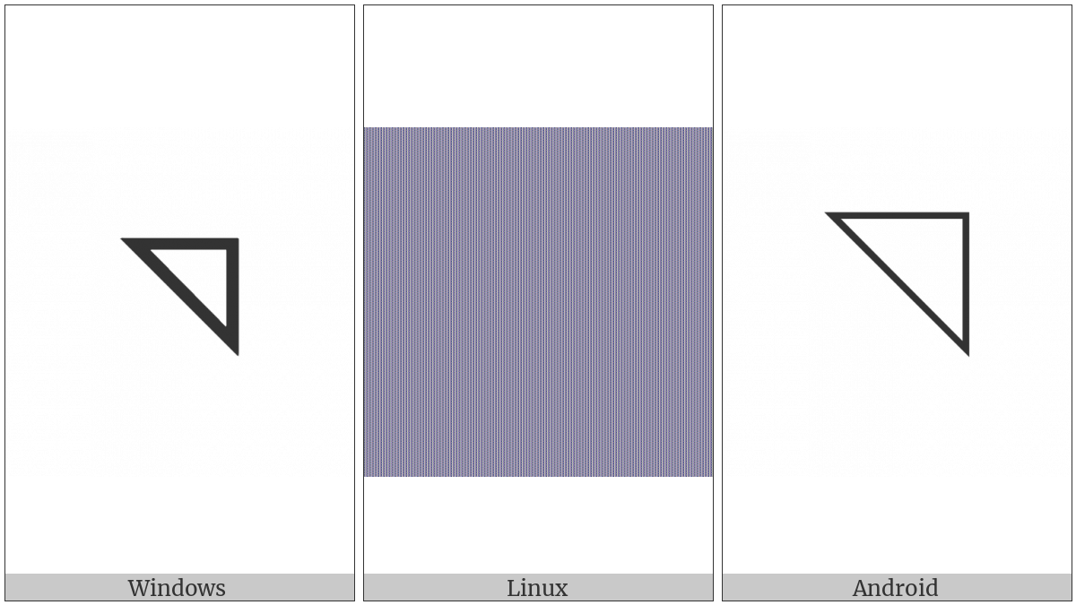 Upper Right Triangle on various operating systems