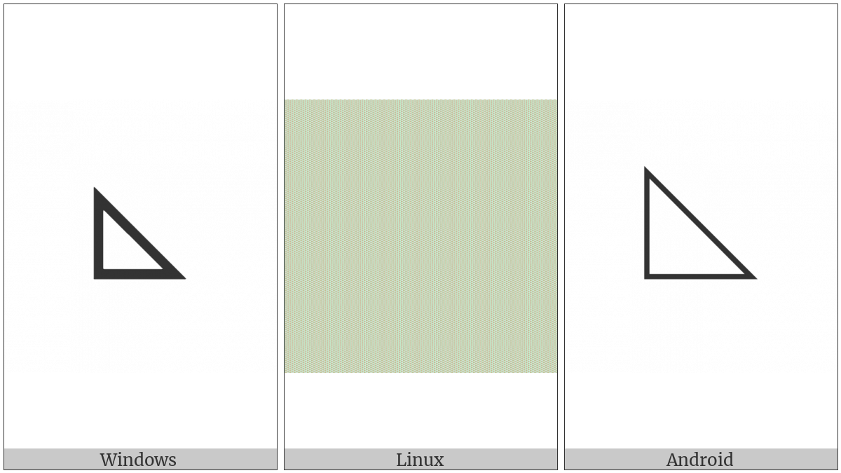 Lower Left Triangle on various operating systems