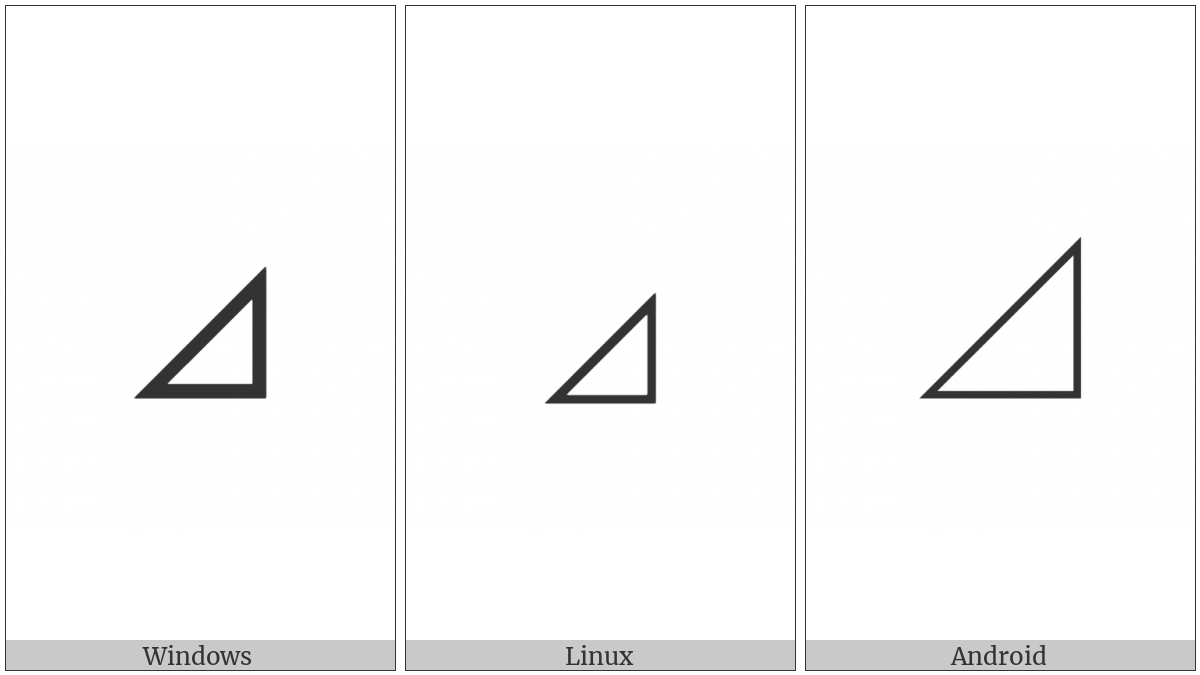 Lower Right Triangle on various operating systems