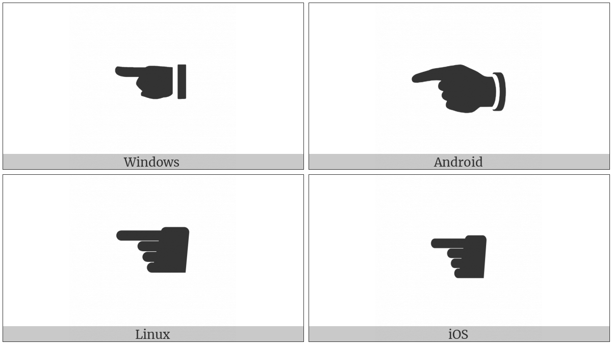 Black Left Pointing Index on various operating systems