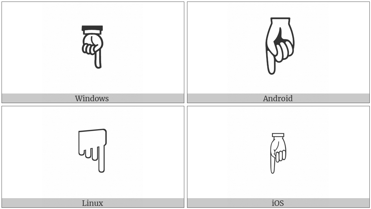White Down Pointing Index on various operating systems