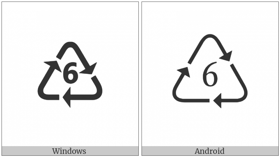 Recycling Symbol For Type-6 Plastics on various operating systems