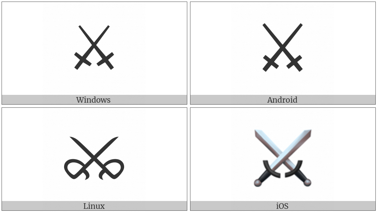 Crossed Swords on various operating systems