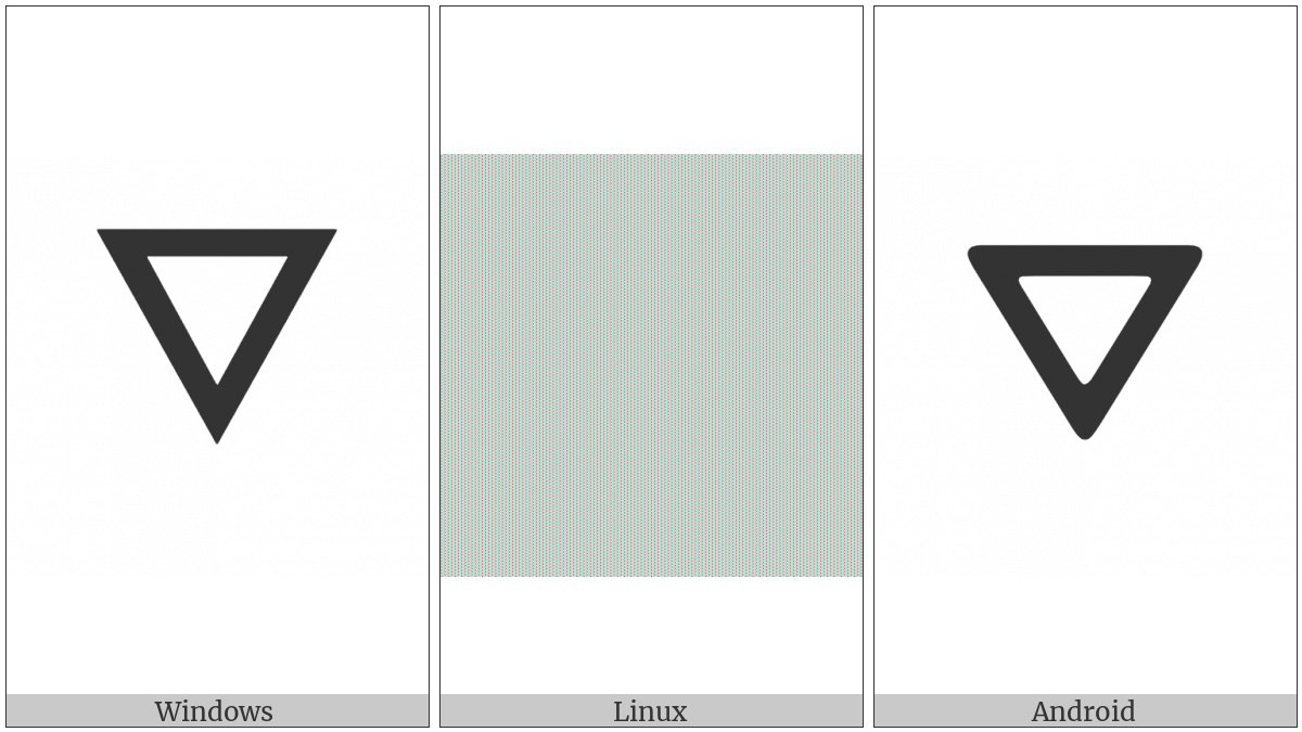 Heavy White Down-Pointing Triangle on various operating systems