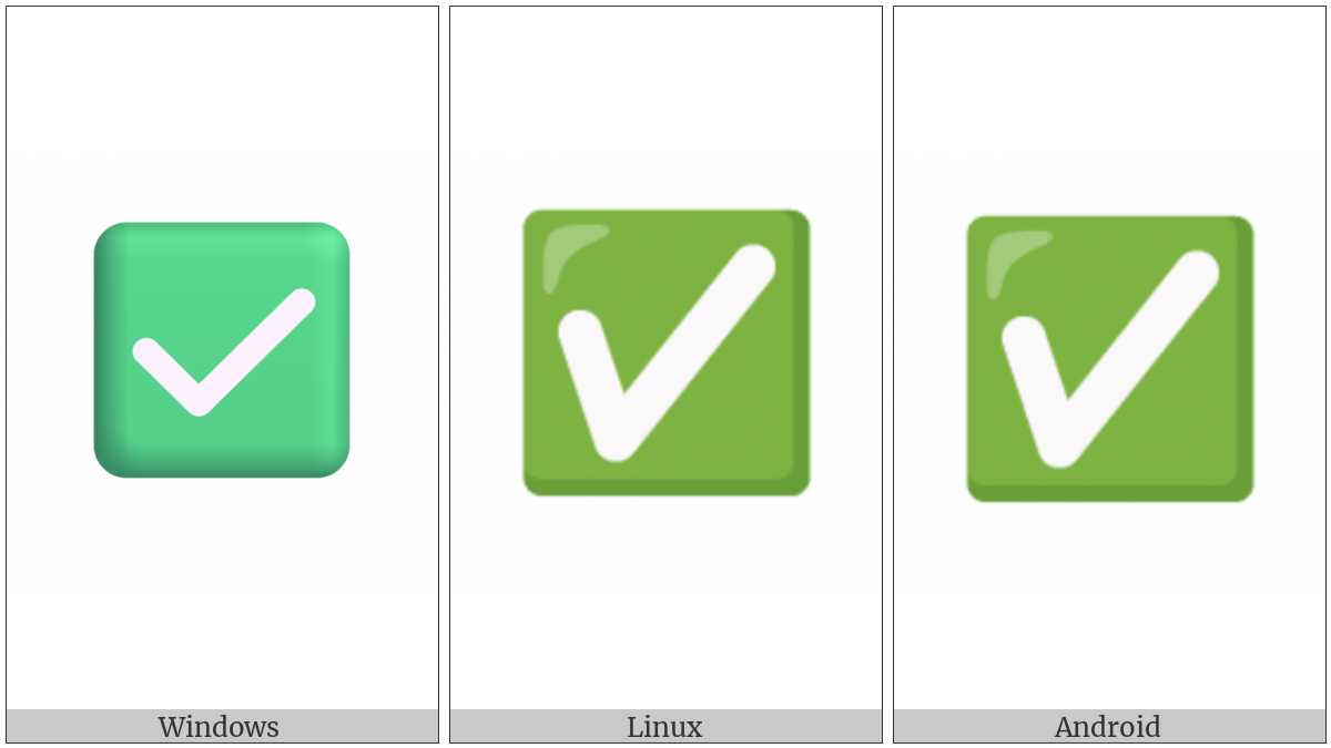 White Heavy Check Mark on various operating systems