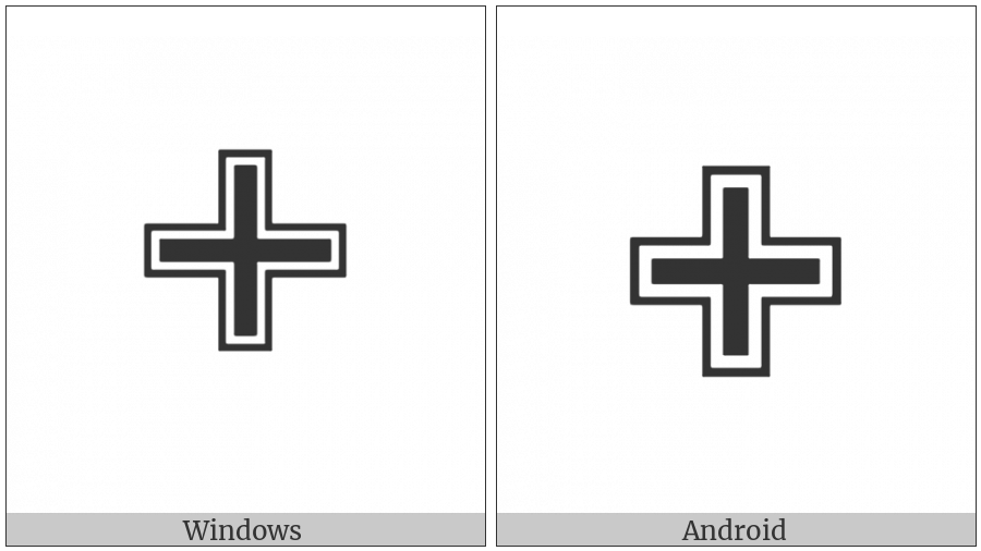 Outlined Greek Cross on various operating systems