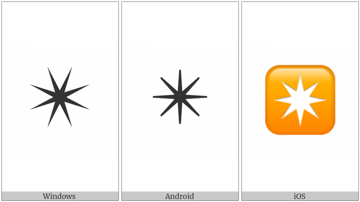 Eight Pointed Black Star on various operating systems